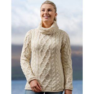 Inis Crafts Cable Knit Turtleneck Sweater Size M